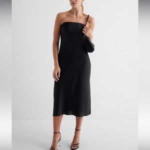 Express Black Satin Strapless Midi Slip Dress New with Tags Size Small